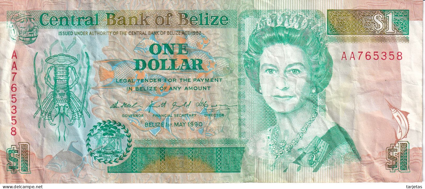 BILLETE DE BELIZE DE 1 DOLLAR DEL AÑO 1990   (BANKNOTE) - Belice