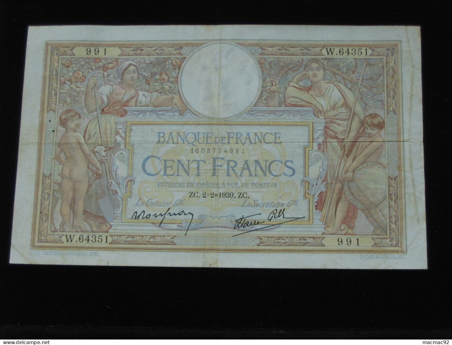 100 Cent  Francs LUC OLIVIER MERSON 1939  **** ACHAT IMMEDIAT **** - 100 F 1908-1939 ''Luc Olivier Merson''