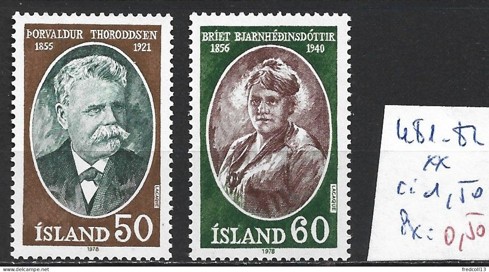 ISLANDE 481-82 ** Côte 1.50 € - Unused Stamps