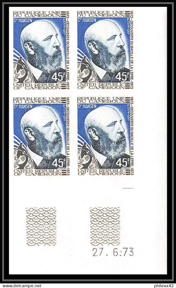 0018b Epreuve De Luxe Deluxe Proof Cameroun N°547 Dr Hansen Découverte De La Lèpre Non Dentelé Imperf ** MNH - Medicina