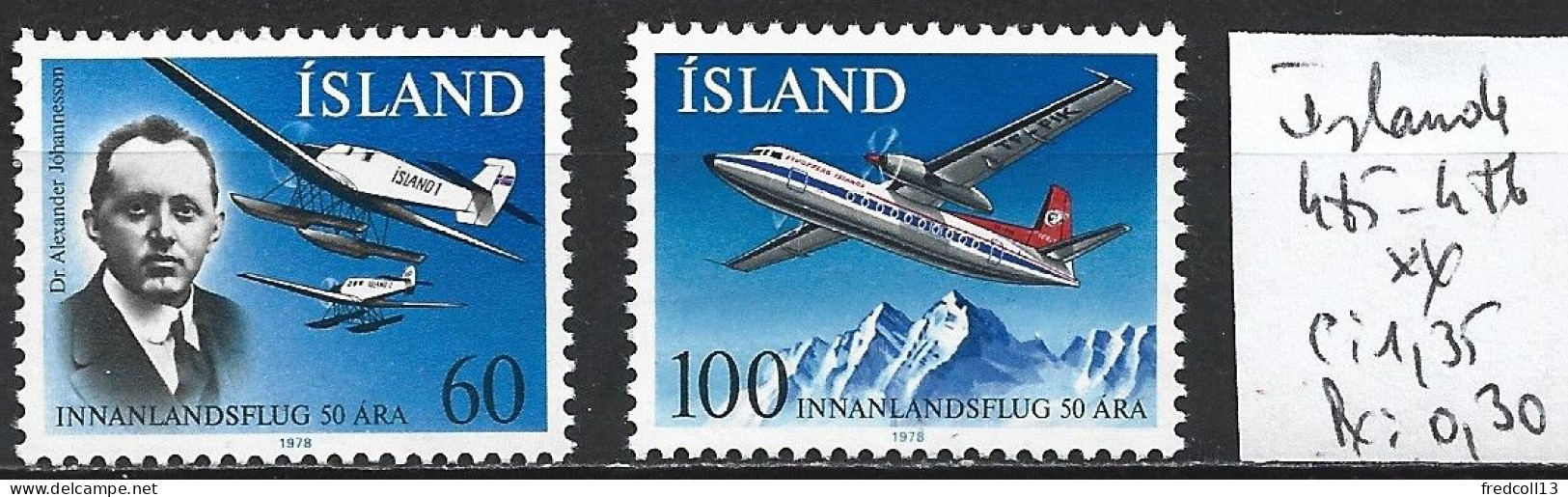 ISLANDE 485-86 ** Côte 1.35 € - Unused Stamps