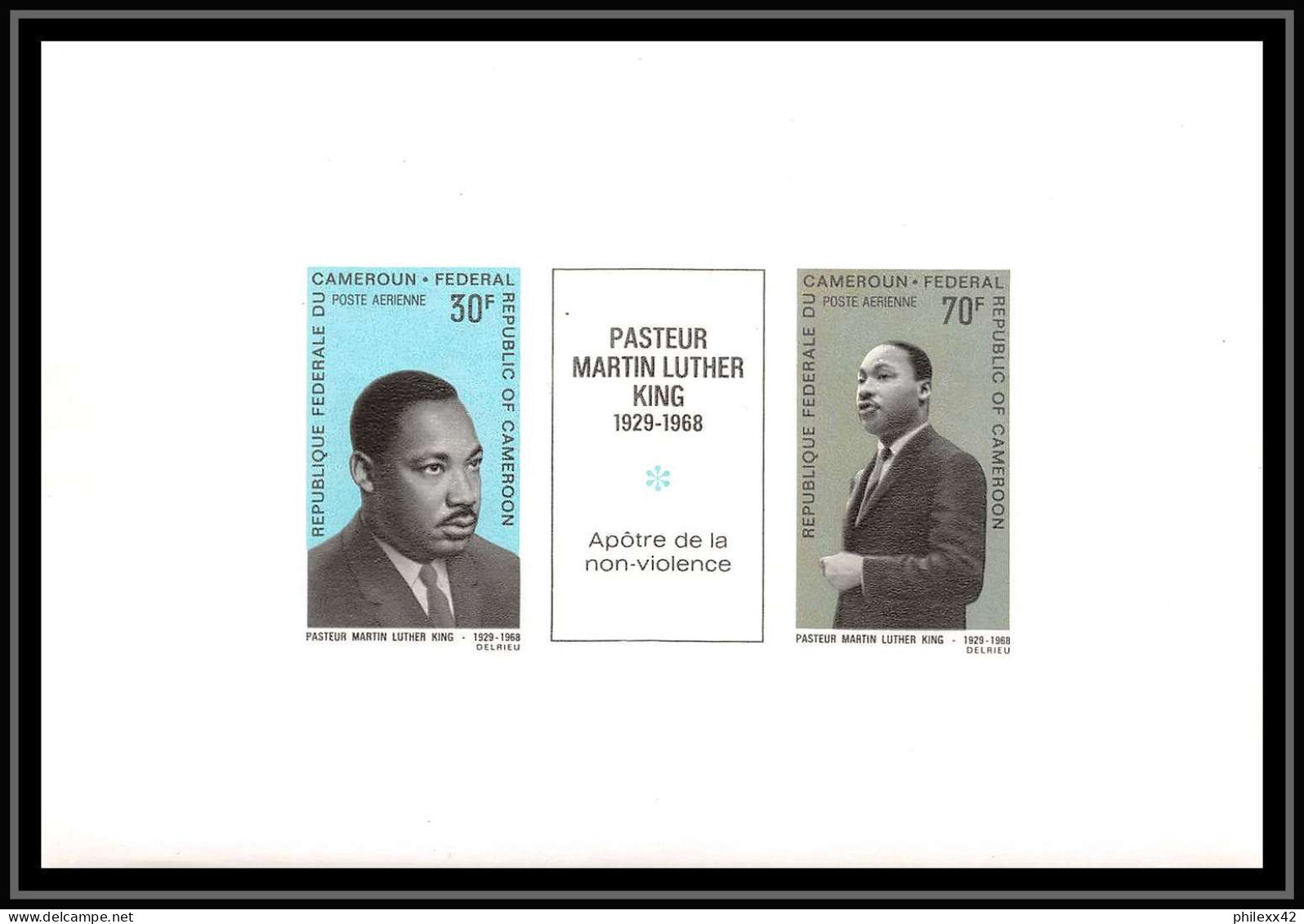 0060a Epreuve De Luxe Deluxe Proof Cameroun PA N°123/127 Martin Luther + Collective + Non Dentelé Imperf ** MNH - Martin Luther King