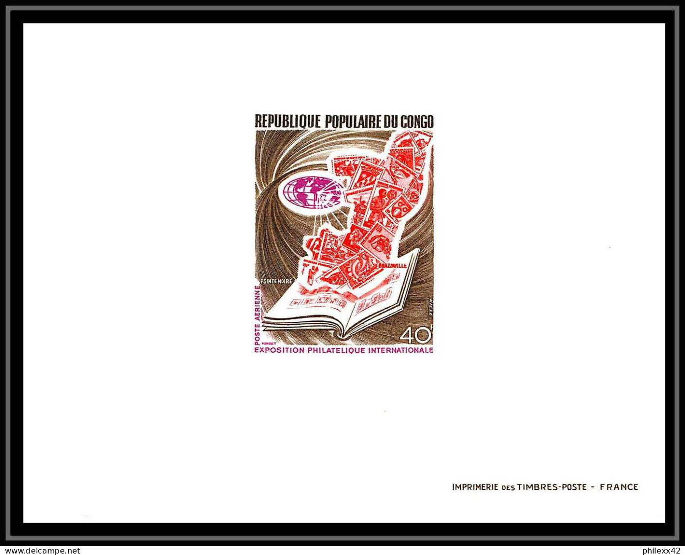 0570c Epreuve De Luxe Deluxe Proof Congo Poste Aerienne PA N°168 Révolution Exposition Philatelique Stamps On Stamps - Neufs