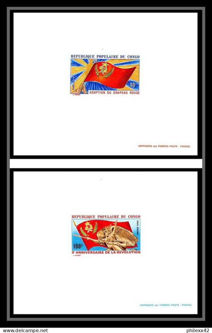 0576 Epreuve De Luxe Deluxe Proof Congo Poste Aerienne PA N°138 / 141 Drapeau Rouge Flag Communisme - Mint/hinged