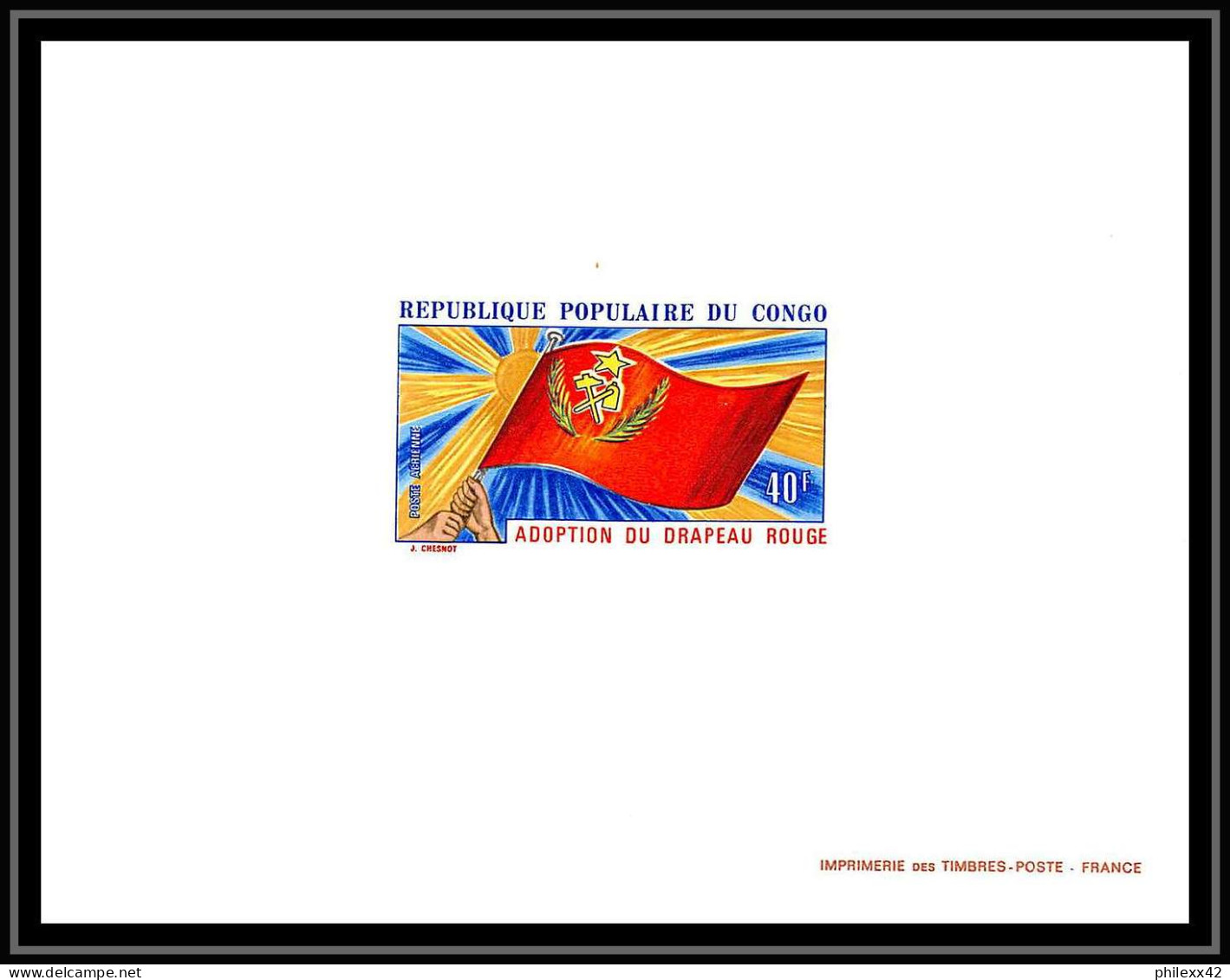 0576a Epreuve De Luxe Deluxe Proof Congo Poste Aerienne PA N°141 Drapeau Rouge FLAG Communisme - Ongebruikt