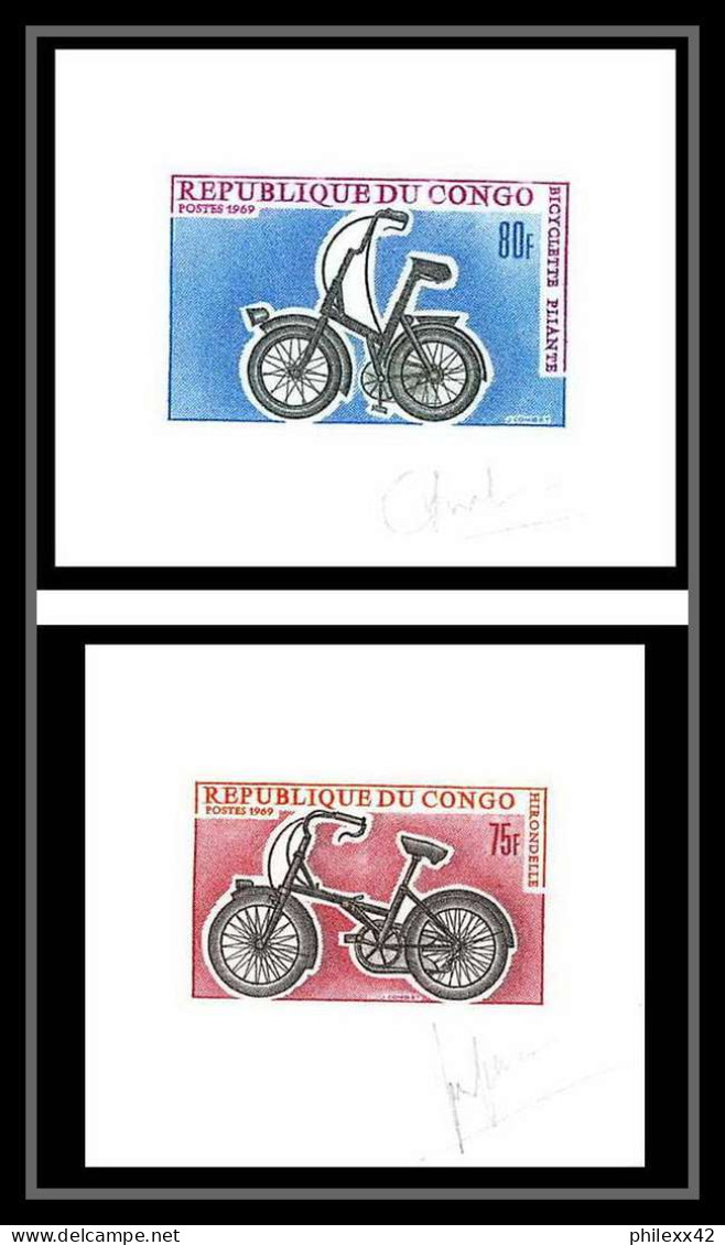 0610 Epreuve De Luxe Deluxe Proof Congo Cycle Velo (Cycling) Signé Petit Format - Wielrennen