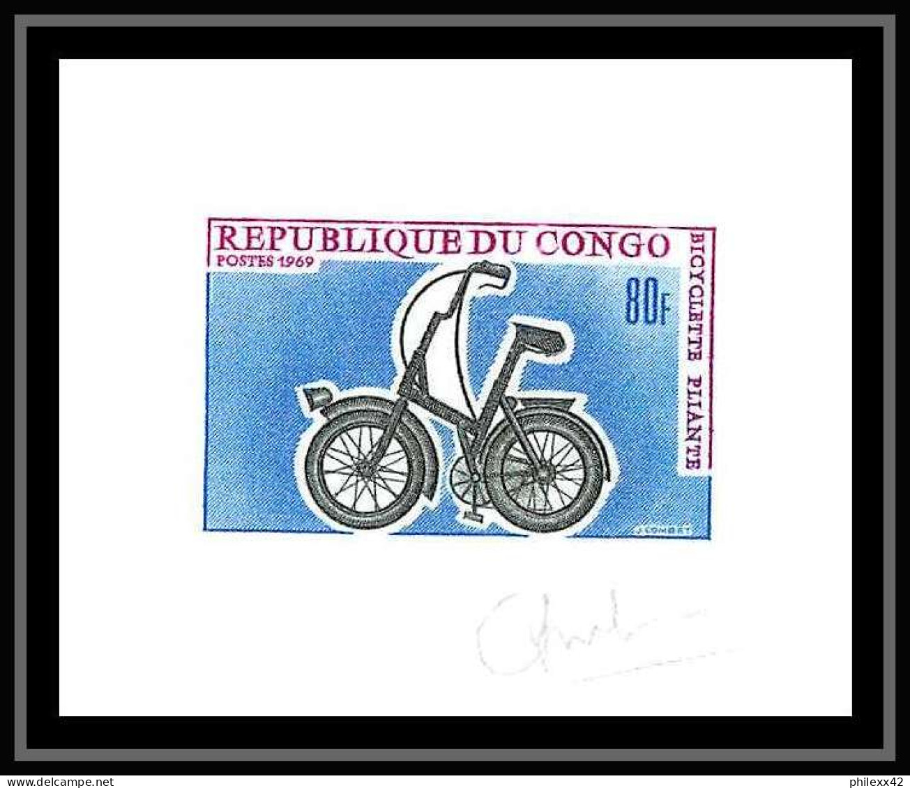 0610 Epreuve De Luxe Deluxe Proof Congo Cycle Velo (Cycling) Signé Petit Format - Vélo