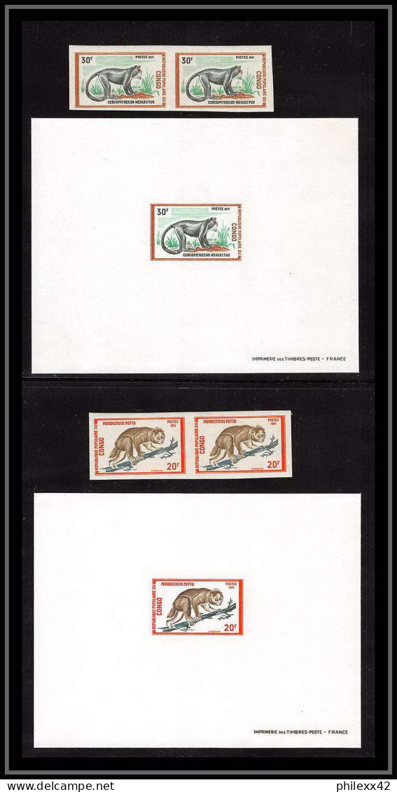 0978 épreuve De Luxe Deluxe Proof Congo 318/325 Animals Non Dentelé Imperf ** MNH FDC Lion Elephant Gorilla Hippopotamus - Gorilla