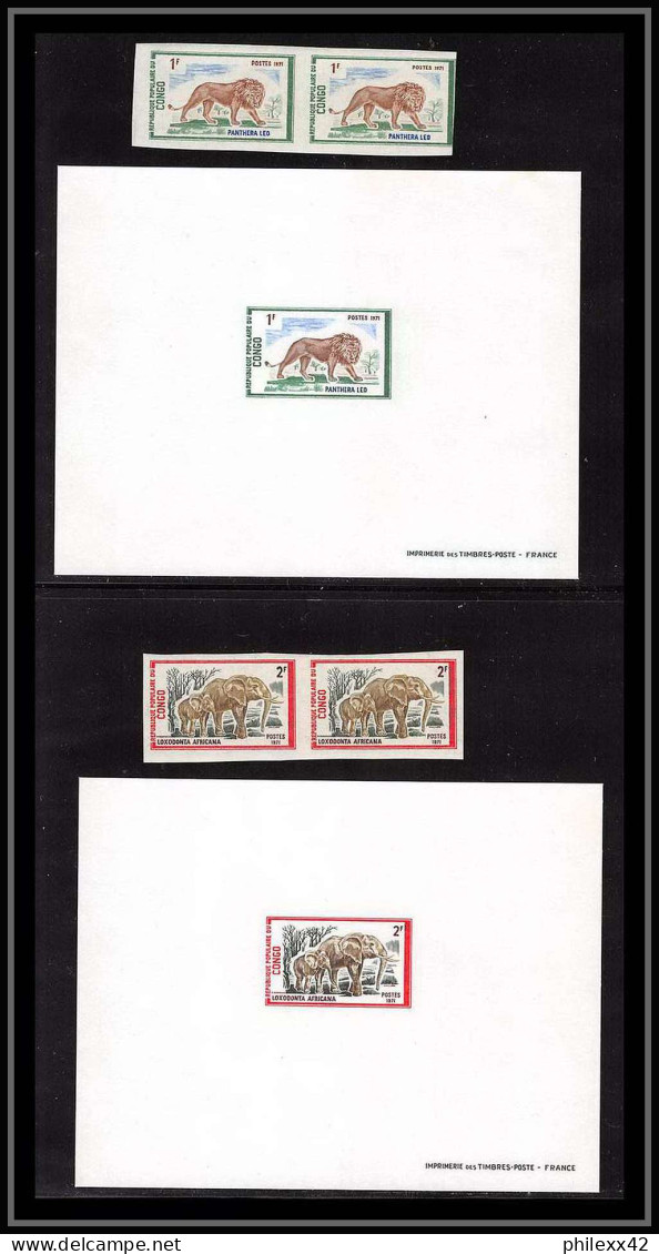 0978 épreuve De Luxe Deluxe Proof Congo 318/325 Animals Non Dentelé Imperf ** MNH FDC Lion Elephant Gorilla Hippopotamus - Gorilas