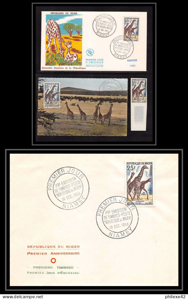 1023 - Niger - N° 103 Girafe (giraffe) Maximum + Non Dentelé Imperf ** MNH +ffdc - Giraffe