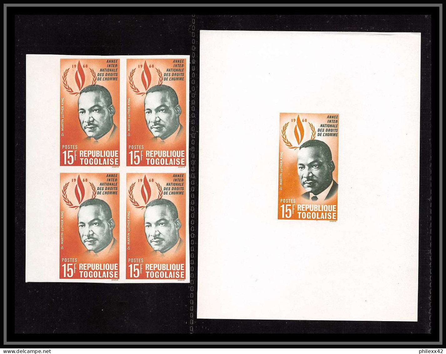 1092 épreuve De Luxe / Deluxe Proof + Non Dentelé Imperf ** MNH Bloc 4 Togo N° 597 Martin Luther King Human Rights - Martin Luther King