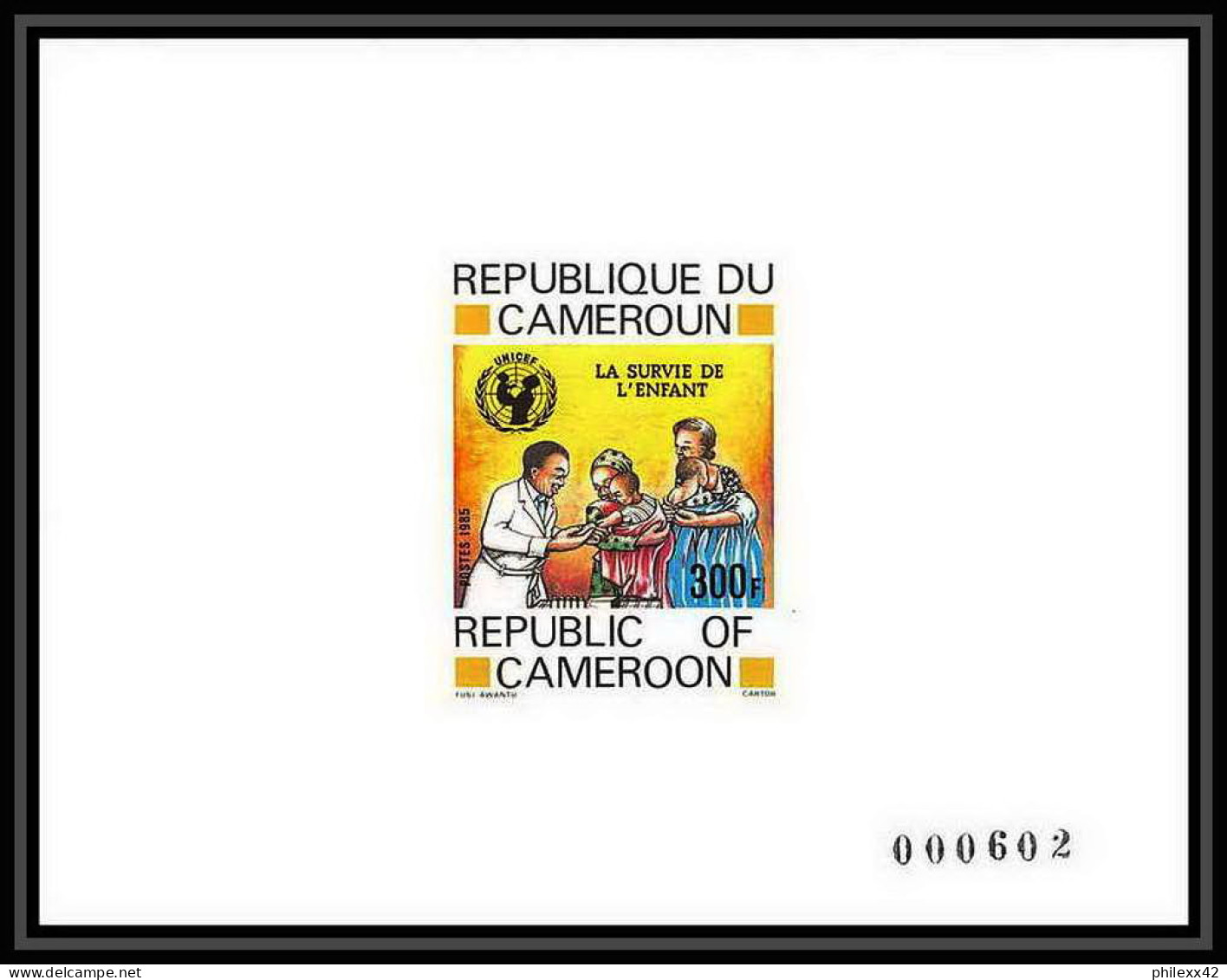 1388 épreuve De Luxe / Deluxe Proof Cameroun N° 761 /762 Campagne Pour La Survie De L'enfant UNICEF CHILD - UNICEF
