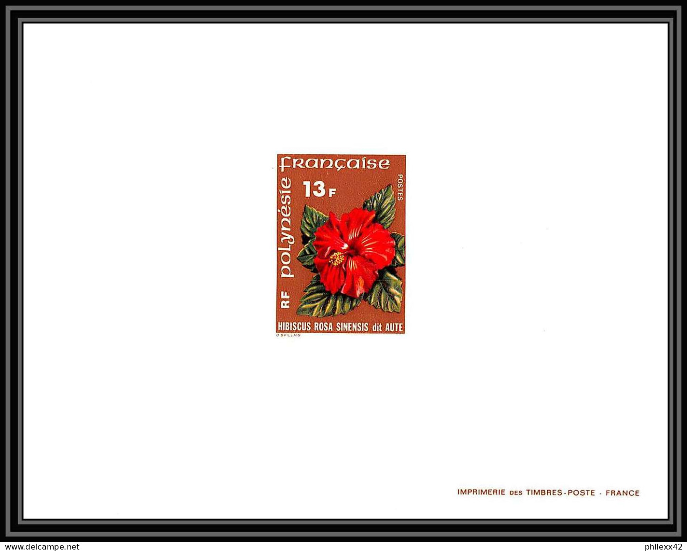 1502 épreuve De Luxe / Deluxe Proof Polynésie (Polynesia) N°119 /120 Fleurs(plants - Flowers) HIBISCUS .. + Fdc TTB - Geschnittene, Druckproben Und Abarten
