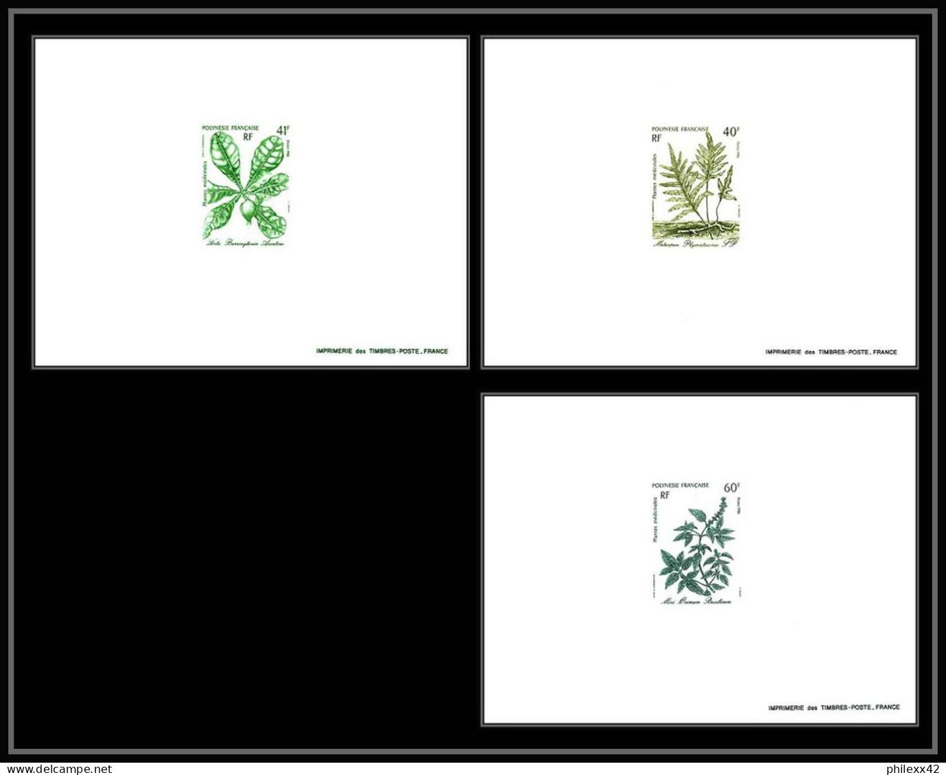 1510a épreuve De Luxe / Deluxe Proof Polynésie (Polynesia) N°268 / 270 Fleurs (plants - Flowers) Plantes MédicinalesTTB - Piante Medicinali