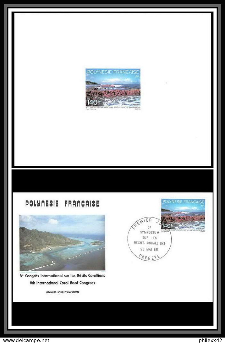1732 épreuve De Luxe / Deluxe Proof Polynésie (Polynesia) N° 236 Les Récifs Coraliens + Fdc - Sin Dentar, Pruebas De Impresión Y Variedades