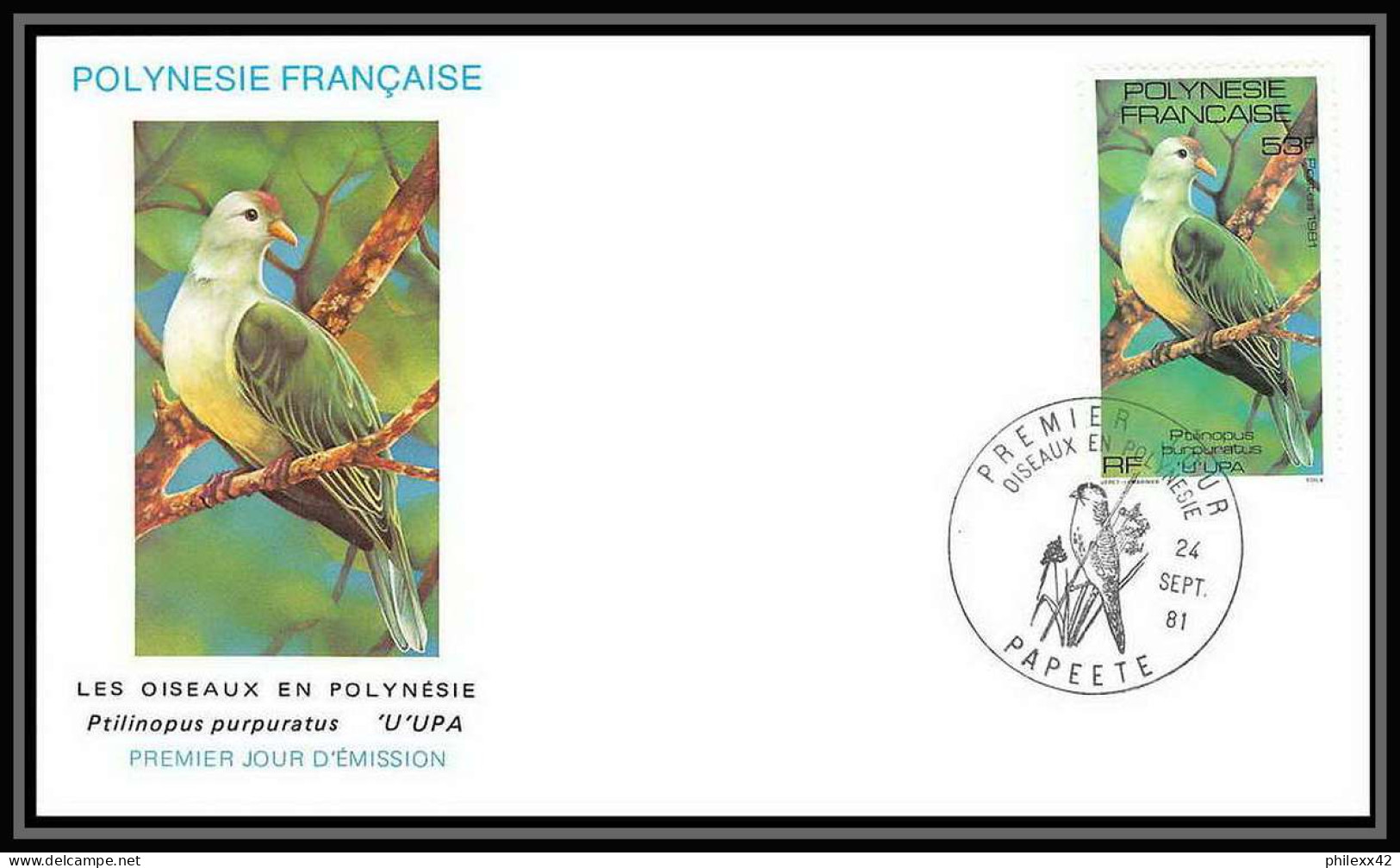 1694 épreuve de luxe / deluxe proof Polynésie (Polynesia) N° 168 / 170 oiseaux (bird birds oiseau) + fdc