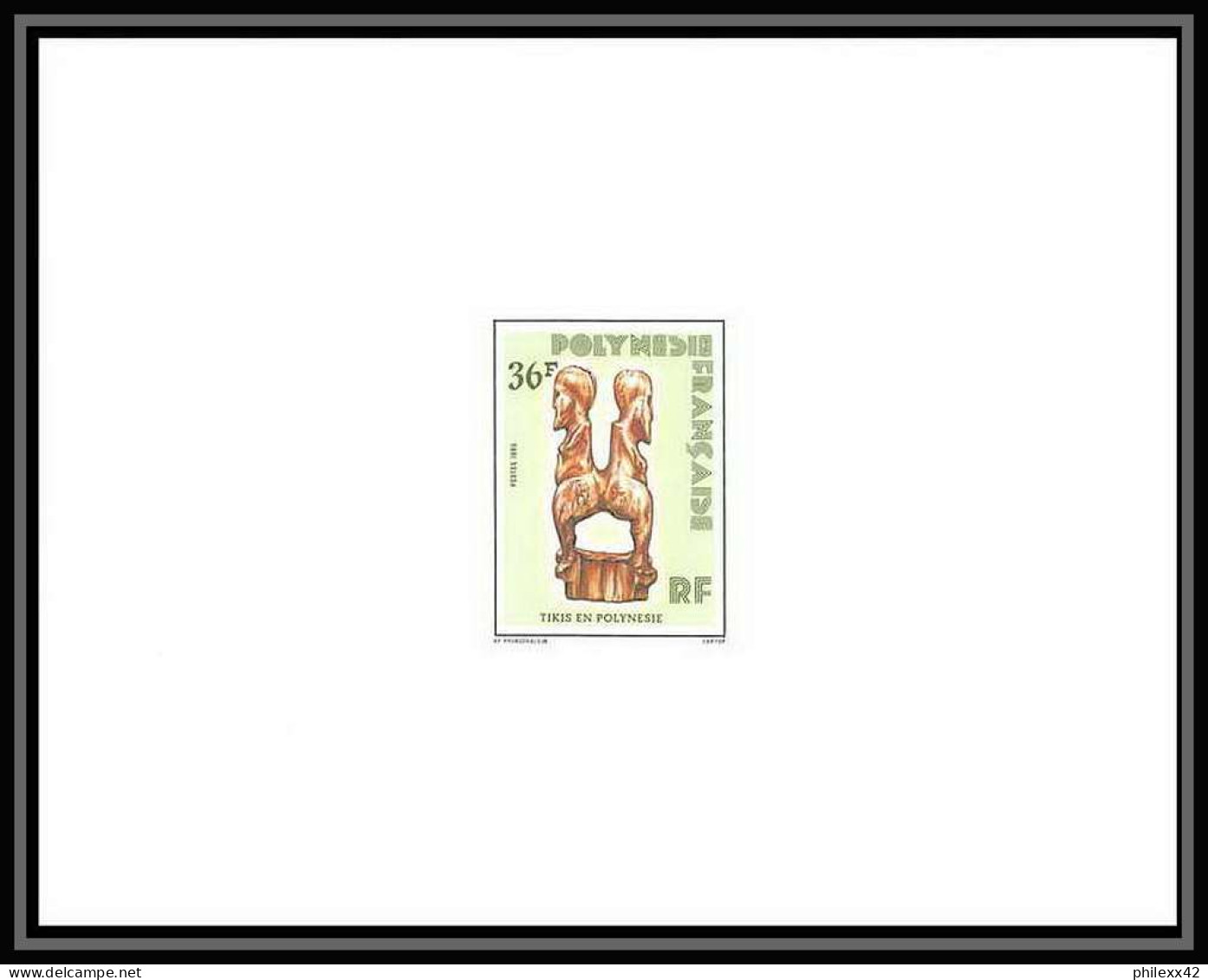 1722 épreuve De Luxe / Deluxe Proof Polynésie (Polynesia) N° 227/229 Tikis En Polynésie Statue Statuette + Fdc - Geschnittene, Druckproben Und Abarten