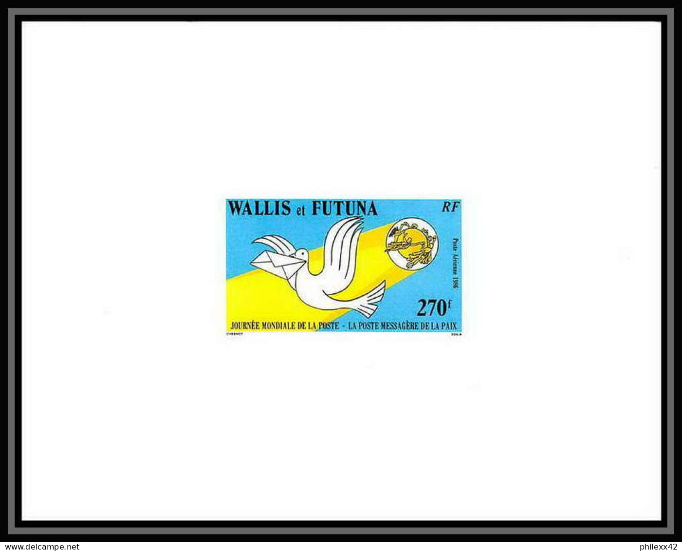 1846 épreuve De Luxe / Deluxe Proof Wallis Et Futuna PA 153 N° 153 Journée De La Poste UPU Colombe Dove + Fdc - Sin Dentar, Pruebas De Impresión Y Variedades