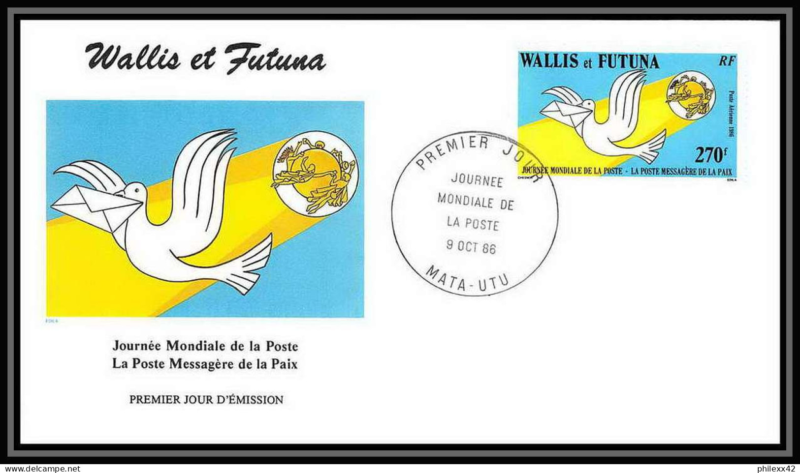 1846 épreuve De Luxe / Deluxe Proof Wallis Et Futuna PA 153 N° 153 Journée De La Poste UPU Colombe Dove + Fdc - Non Dentelés, épreuves & Variétés