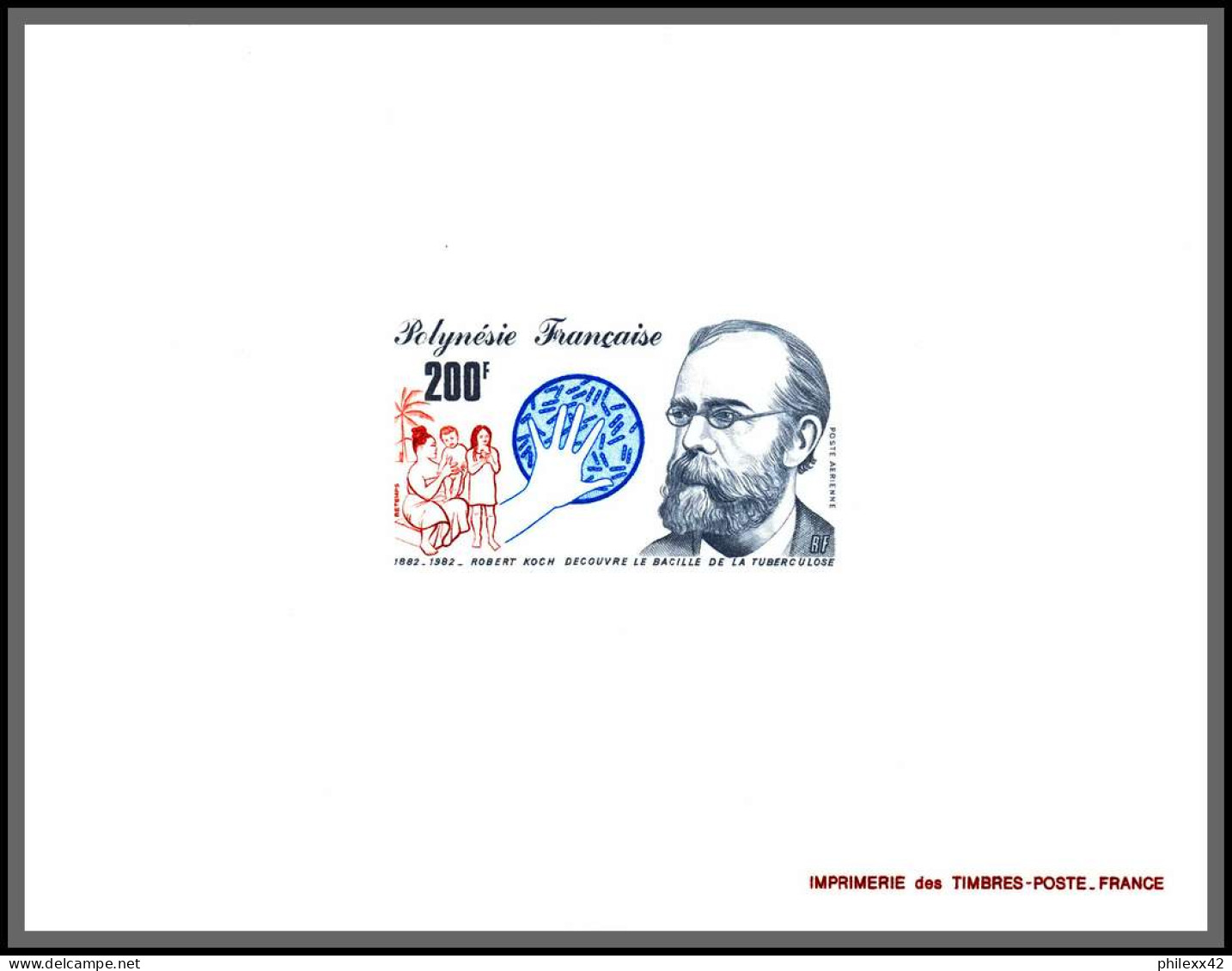 2170/ Polynésie PA N°167 Découverte Tuberculose Robert KOCH 1982  épreuve Deluxe Proof - Imperforates, Proofs & Errors