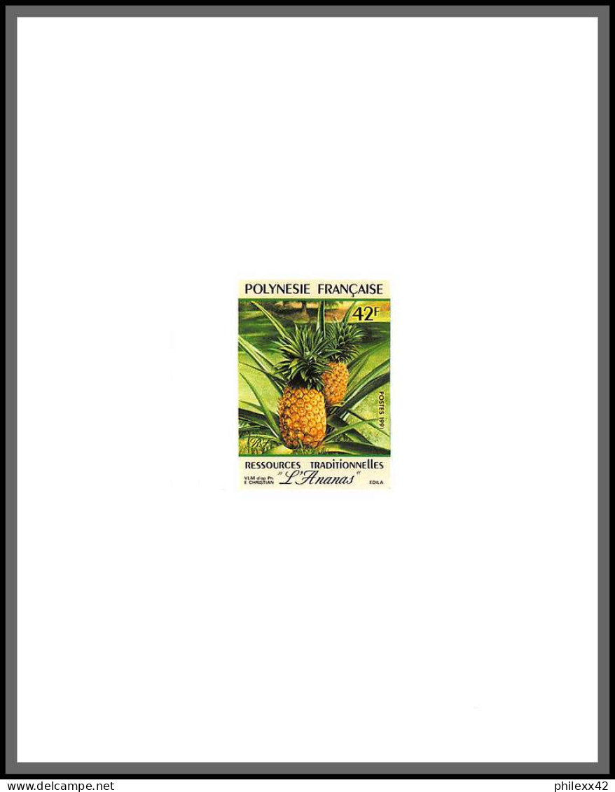 2177/ Polynésie N°374 Ananas Fruit Frut Pineapple épreuve Deluxe Proof  - Imperforates, Proofs & Errors