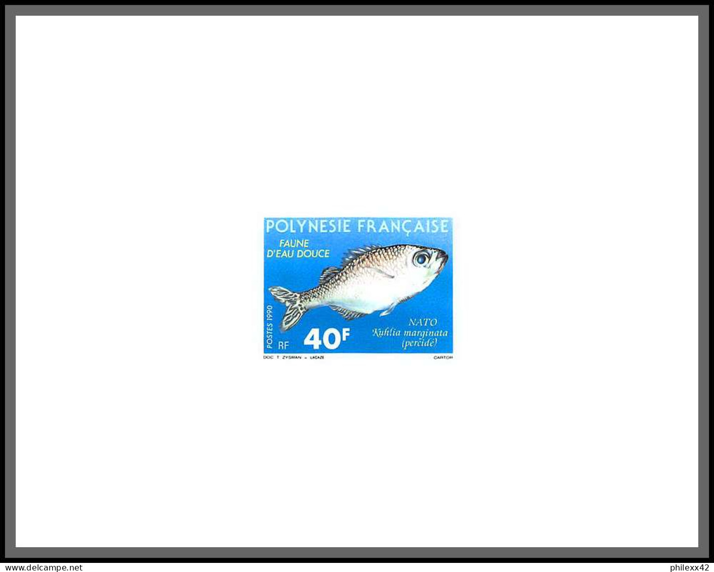2175/ Polynésie N°352/353 Kuhlia Macrobrachium Poissons (Fish)  épreuve Deluxe Proof  - Geschnittene, Druckproben Und Abarten