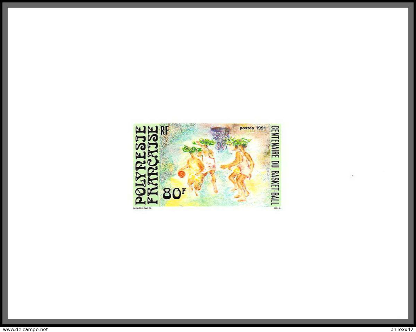 2189/ Polynésie N° 382 Basket Ball 1991 épreuve Deluxe Proof Sport - Imperforates, Proofs & Errors