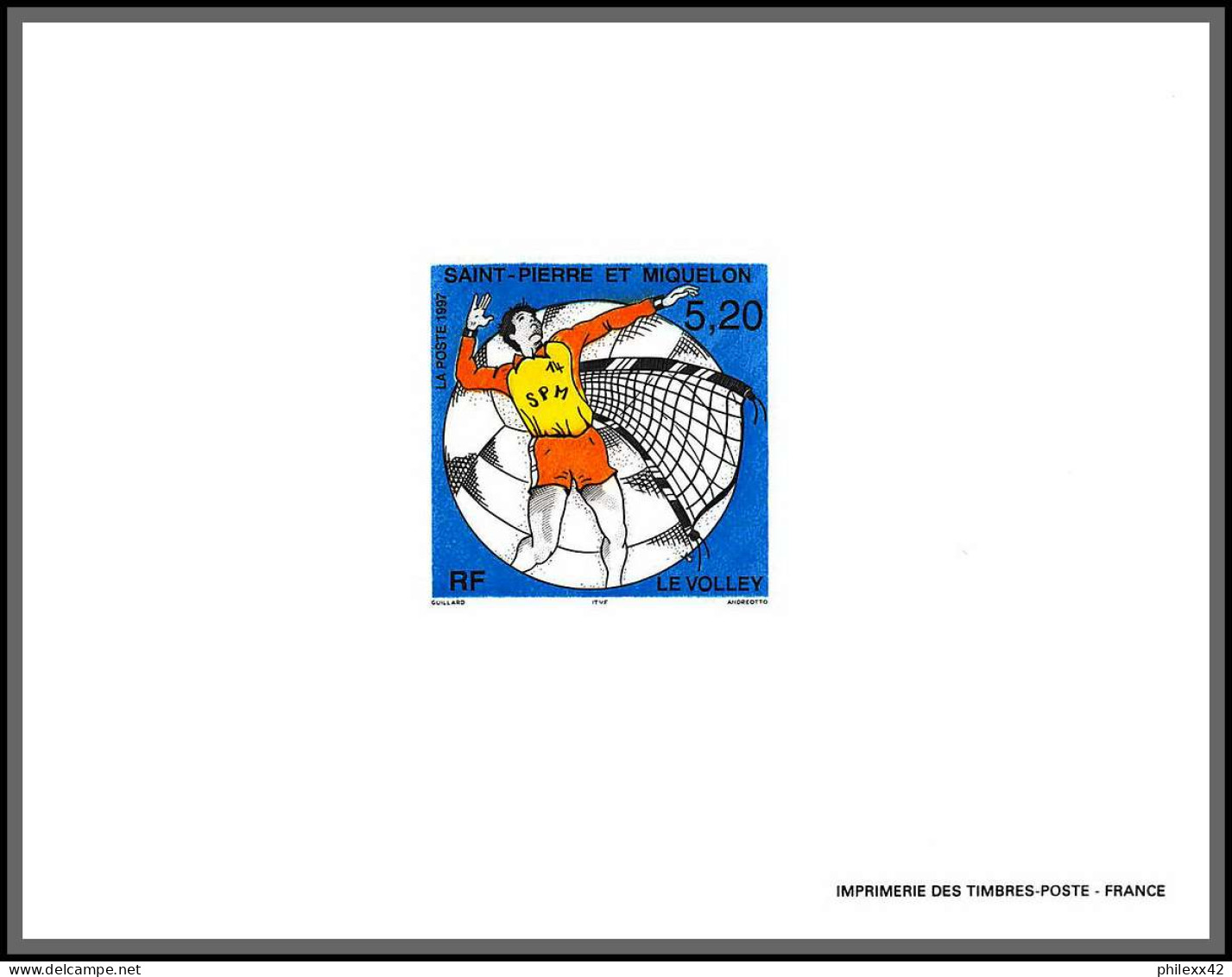 2199/ Saint-Pierre Et Miquelon N°643 Volley Ball Sport Proof  Bloc Gommé ** Mnh 1997 - Sin Dentar, Pruebas De Impresión Y Variedades