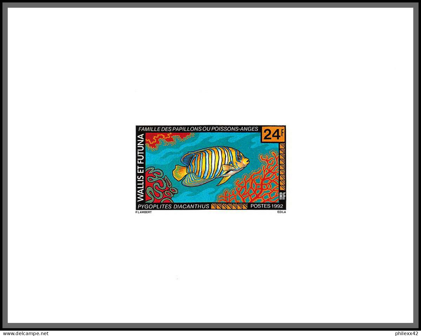 2223/ Wallis Et Futuna N°439/440 Poissons Anges Angel Fishes (Fish)  épreuve De Luxe Deluxe Proof 1992 - Sin Dentar, Pruebas De Impresión Y Variedades