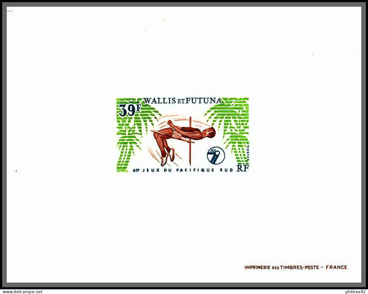 2226/ Wallis Et Futuna N°244 Jeux Du Pacific Sud Saut En Hauteur High Jump épreuve De Luxe Deluxe Proof - Sin Dentar, Pruebas De Impresión Y Variedades