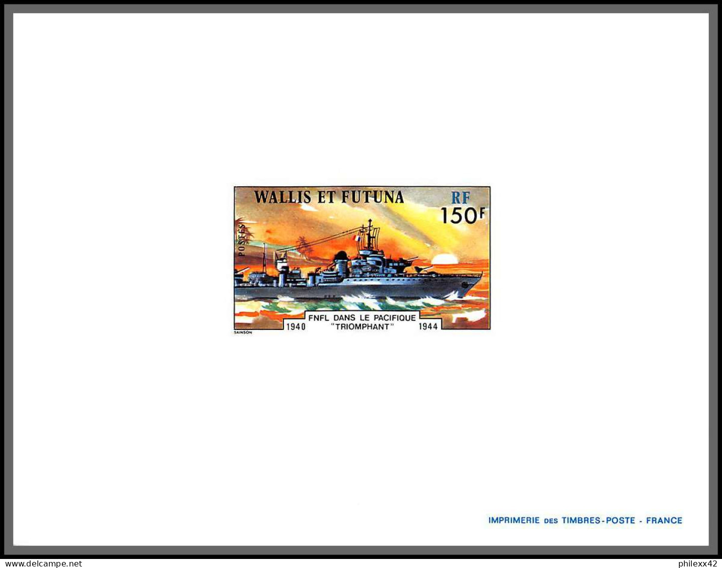 2236/ Wallis Et Futuna N°210/212 Forces Navales Guerre 39/45 Bateaux Ship Boat épreuve De Luxe Deluxe Proof 1978 - Imperforates, Proofs & Errors