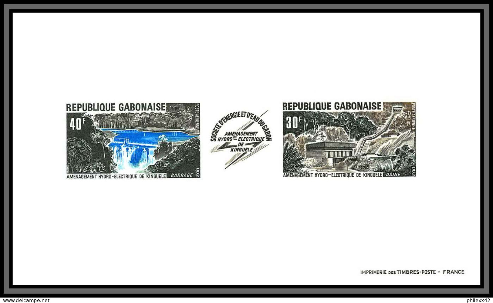 2450 Gabon Gabonaise PA N°139/140 140A Barrage Hydroélectrique Kinguelé 1973 épreuve De Luxe Deluxe Collective Proof - Elektrizität