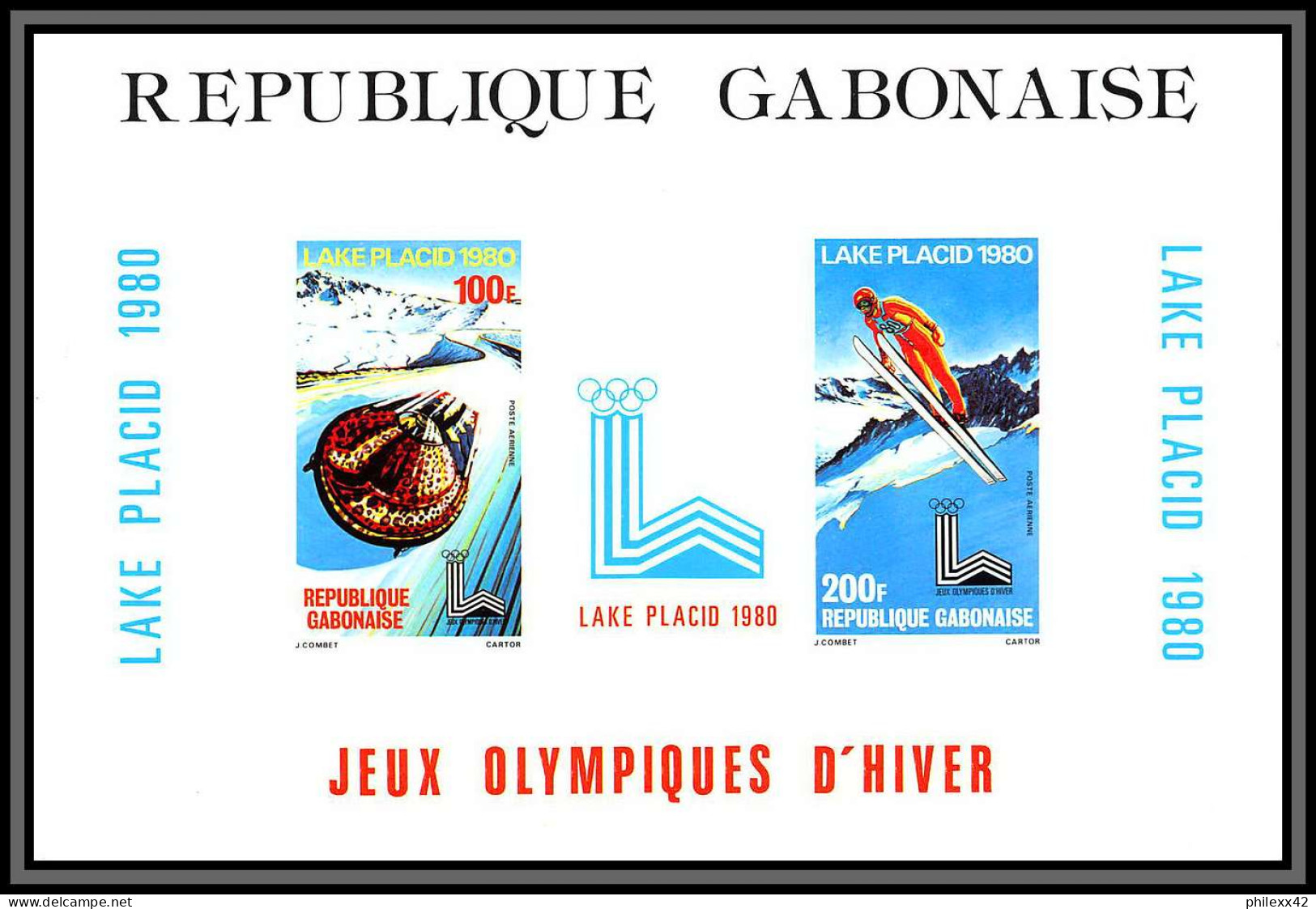 2442 Gabon Gabonaise PA 226/227 Jeux Olympiques Olympic Games1980 LAKE PLACID épreuve De Luxe Collective Proof Bloc Mnh - Winter 1980: Lake Placid