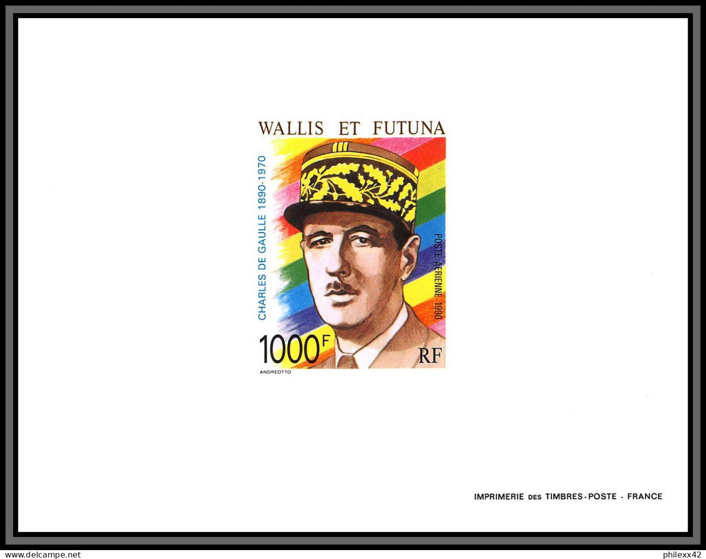 2488 Wallis Et Futuna PA N°169 10 éme Anniversaire Naissance Du Général De GAULLE  Epreuve Deluxe De Luxe Proof 1990 - Non Dentelés, épreuves & Variétés