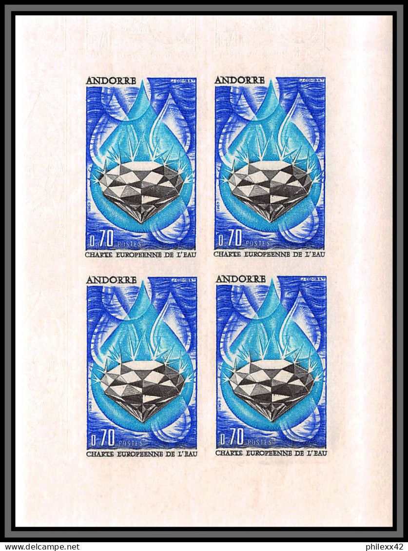 Andorre (Andorra) N°197 Charte Europenne De L'eau European Water Europa 1969 Non Dentelé Imperf ** MNH Bloc 4 Cote 260  - Water