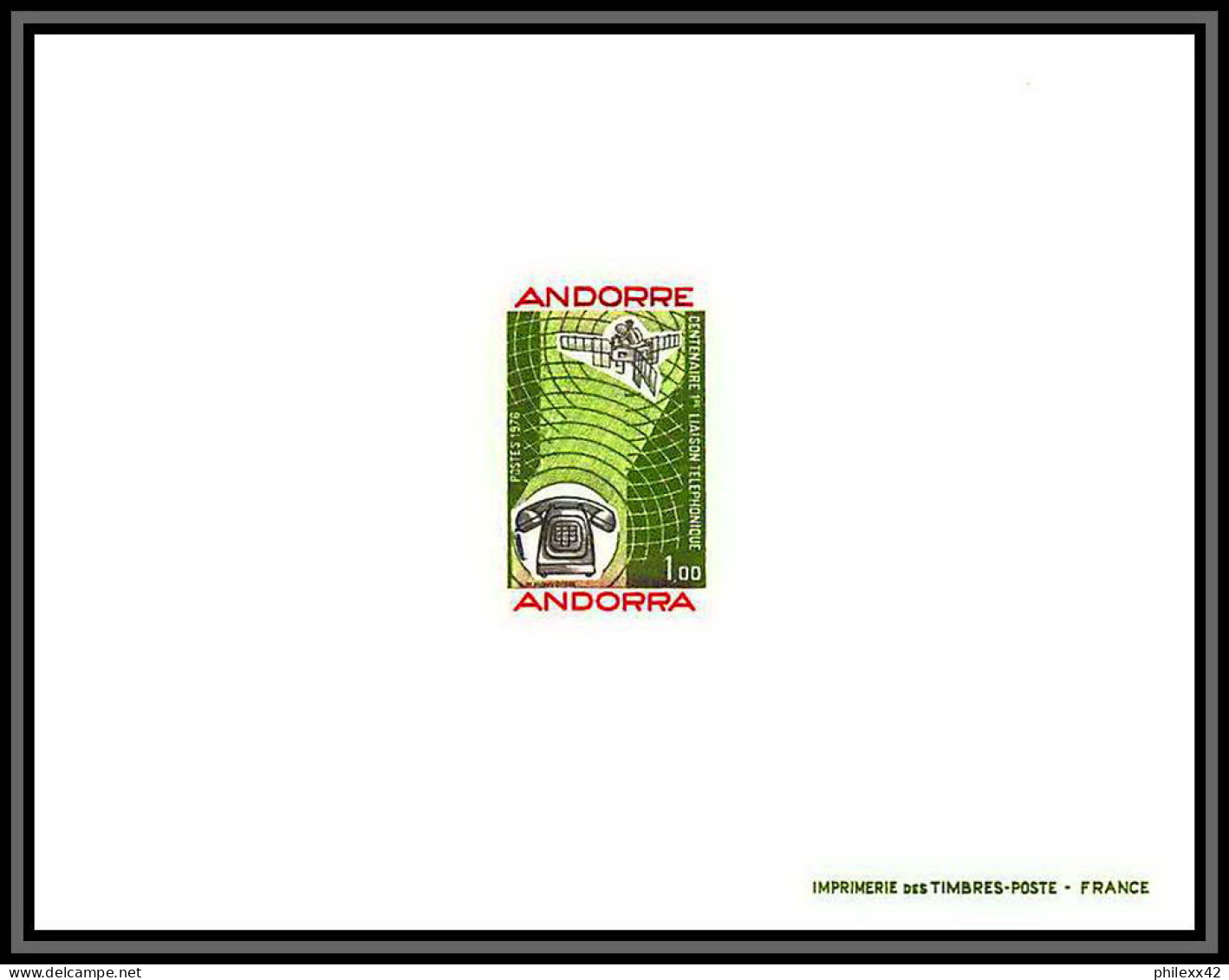 Andorre (Andorra) N°252 Centenaire Liaison Telephonique Phone Telecom 1976 épreuve De Luxe (deluxe Proof) - Unused Stamps