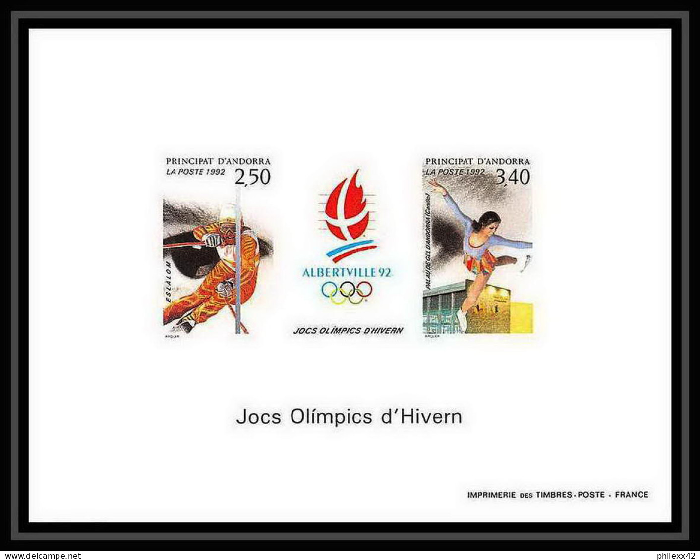 Andorre Andorra Bloc BF N°414A Jeux Olympiques (olympic Games) Alberville 92 Non Dentelé ** MNH Imperf Deluxe Proof - Blocs-feuillets