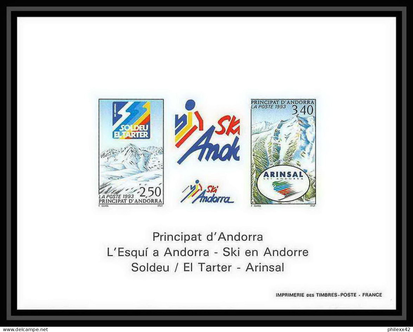 Andorre Andorra Bloc BF N°426 A Station De Ski Andorranes SPORT Non Dentelé ** MNH Imperf Deluxe Proof - Hojas Bloque