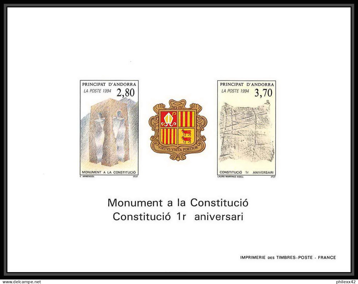 Andorre Andorra Bloc BF N°443A 1er Anniversaire De La Constitution  - Blocs-feuillets