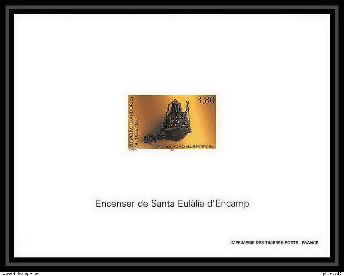 Andorre Andorra Bloc BF N°475 Encensoir De Santa Eulalia D'Encamp église Church Non Dentelé ** MNH Imperf Deluxe Proof - Blocks & Sheetlets