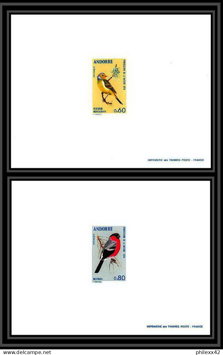 épreuve De Luxe / Deluxe Proof Andorre Andorra N°240 /241 Oiseaux (bird Birds Oiseau) Venturon Bouvreuil (bullfinch) - Collections, Lots & Séries