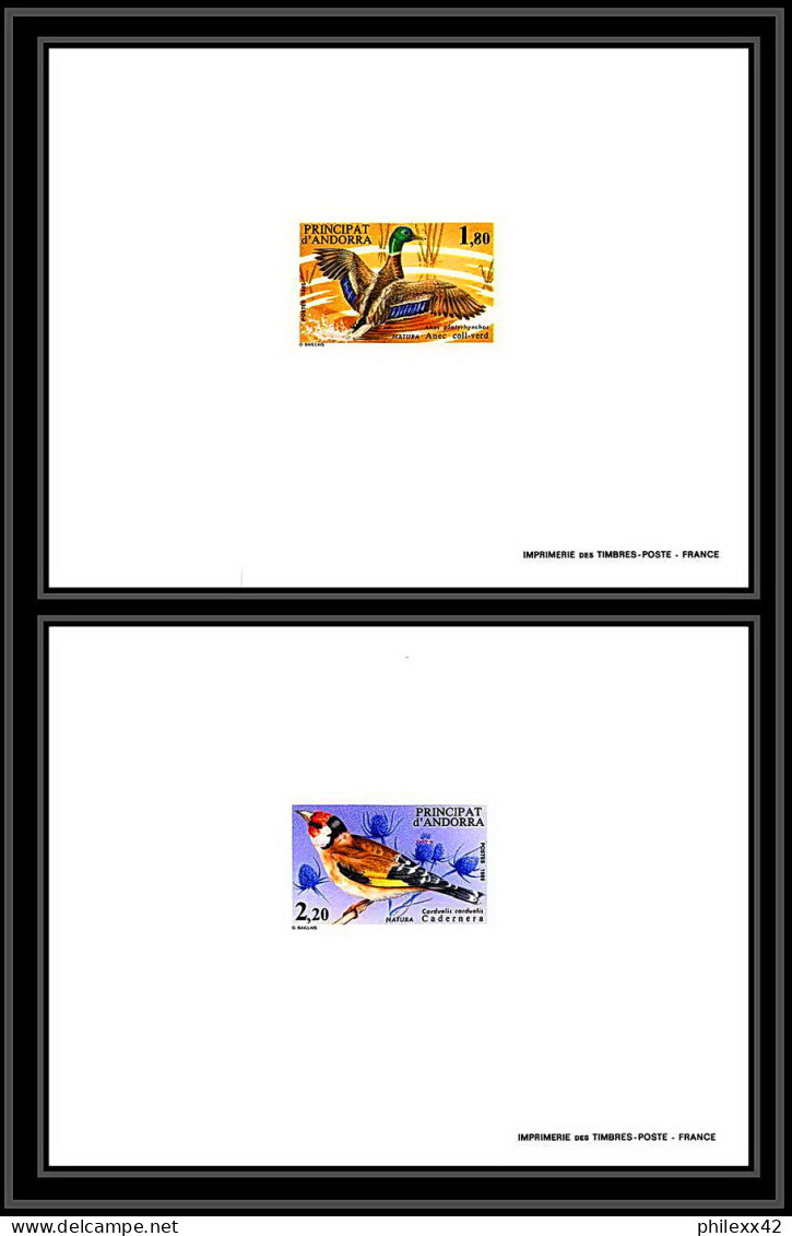 épreuve De Luxe / Deluxe Proof Andorre Andorra N°342 / 343 Oiseaux (bird Birds) Canard Duck / Chardonneret Goldfinch - Canards