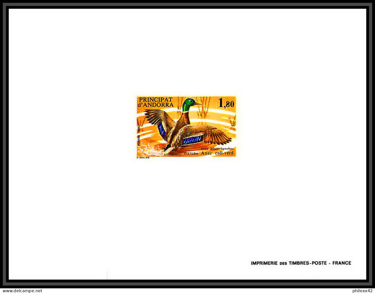 épreuve De Luxe / Deluxe Proof Andorre Andorra N°342 / 343 Oiseaux (bird Birds) Canard Duck / Chardonneret Goldfinch - Anatre