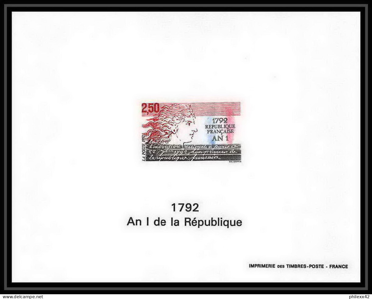 France - Bloc BF N°2771 Bicentenaire De La Révolution An I La République Non Dentelé ** MNH Imperf Deluxe Proof - Revolución Francesa