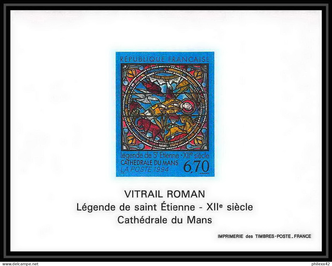 France - Bloc BF N°2859 Vitrail Cathédrale Du Mans Eglise Church Stained Glass Non Dentelé ** MNH Imperf Deluxe Proof - Vidrios Y Vitrales