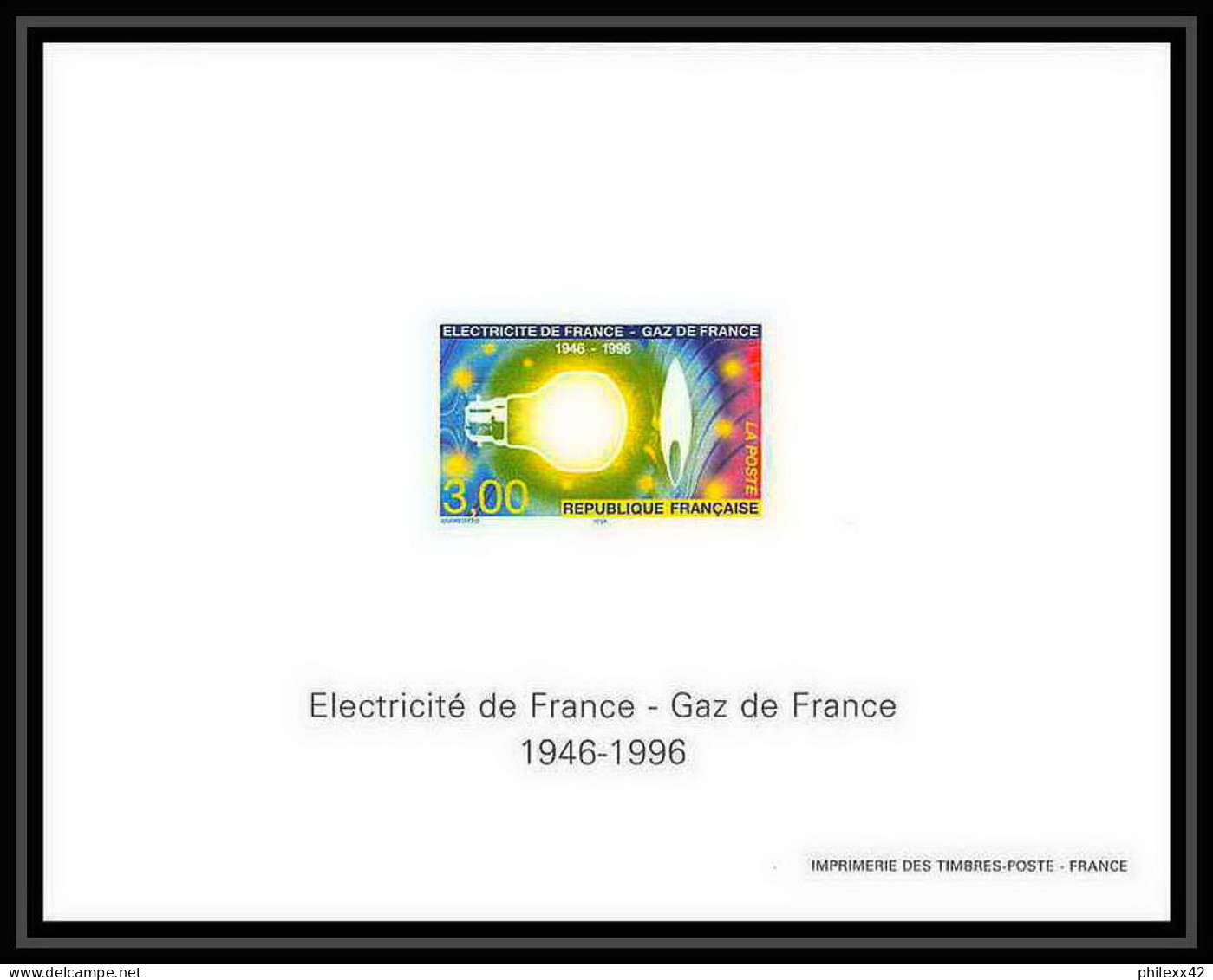 France - Bloc BF N°2996 Cote 125 Electricité Gaz De France Electicity Energy Non Dentelé ** MNH Imperf Deluxe Proof - Elektriciteit