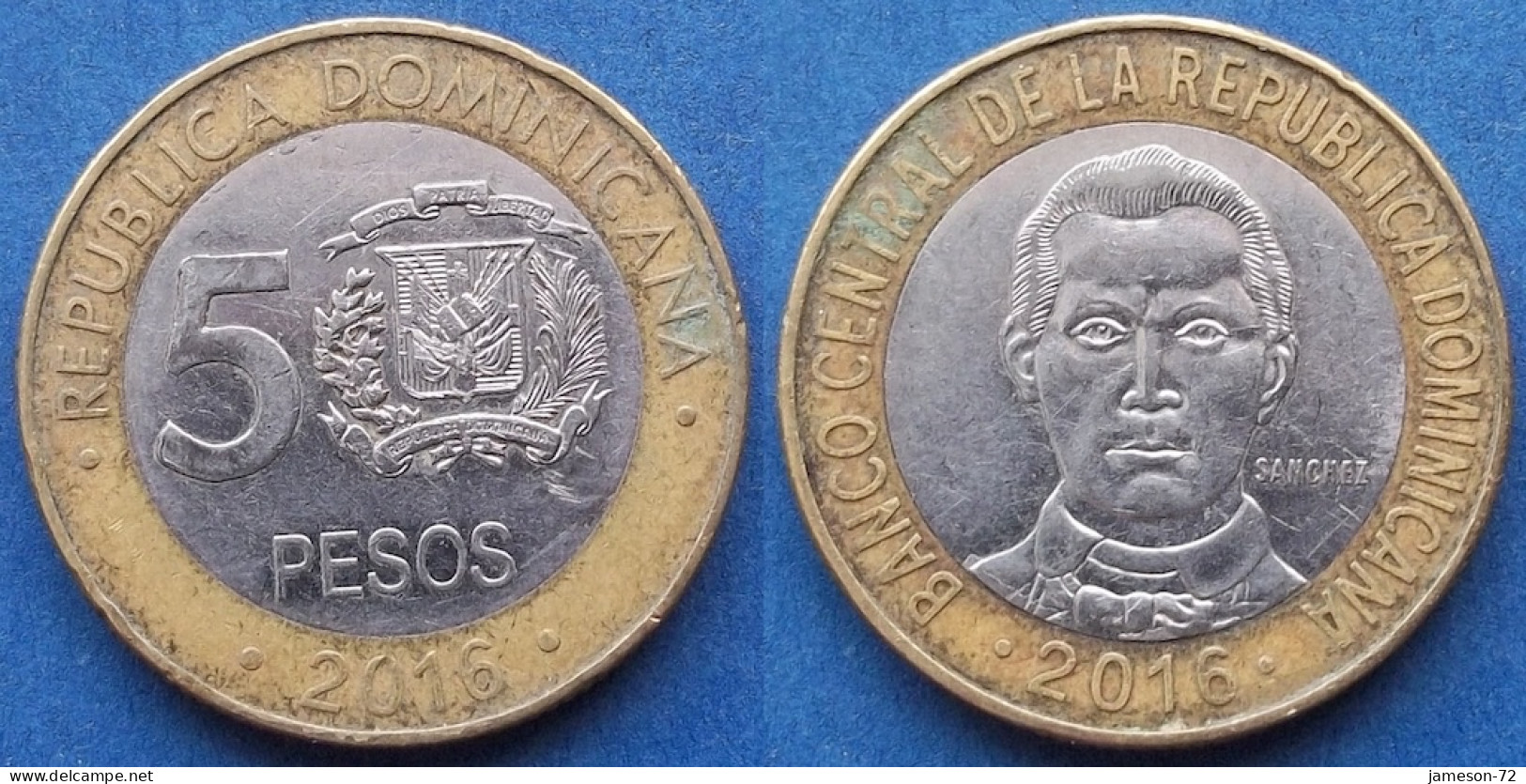 DOMINICAN REPUBLIC - 5 Pesos 2016 "Francisco De Rosario Sanchez" KM# 89 Monetary Reform (1937) - Edelweiss Coins - Dominicaanse Republiek