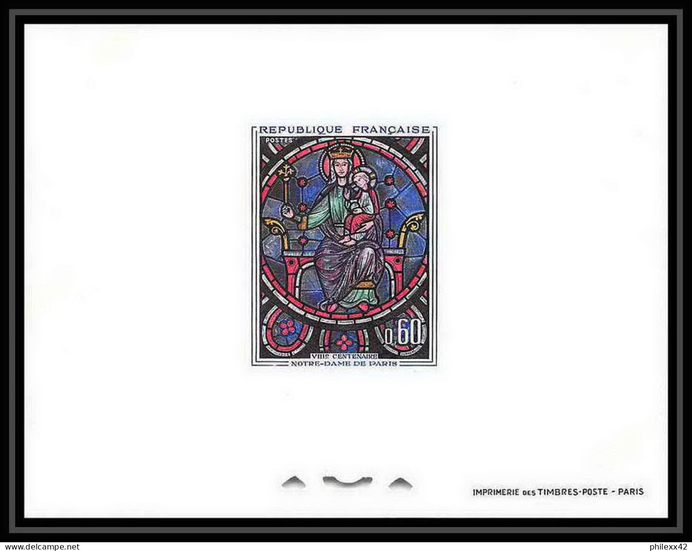 France - N°1419 Notre-Dame De Paris Rose Ouest Vitrail Tableau (Painting) épreuve De Luxe (deluxe Proof) - Glasses & Stained-Glasses