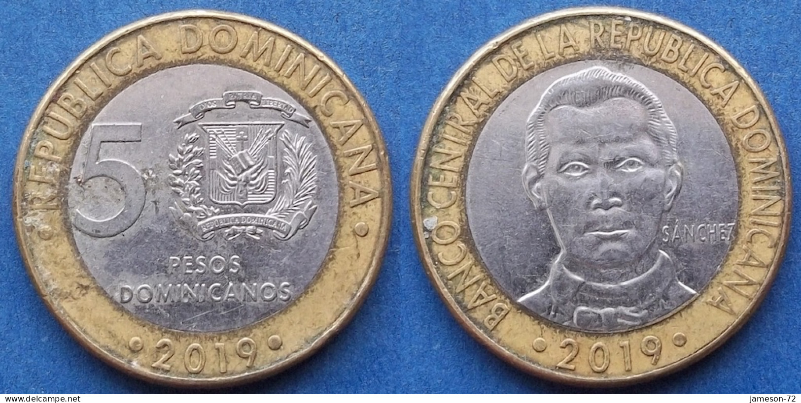 DOMINICAN REPUBLIC - 5 Pesos 2019 "Francisco De Rosario Sanchez" KM# 89 Monetary Reform (1937) - Edelweiss Coins - Dominicana