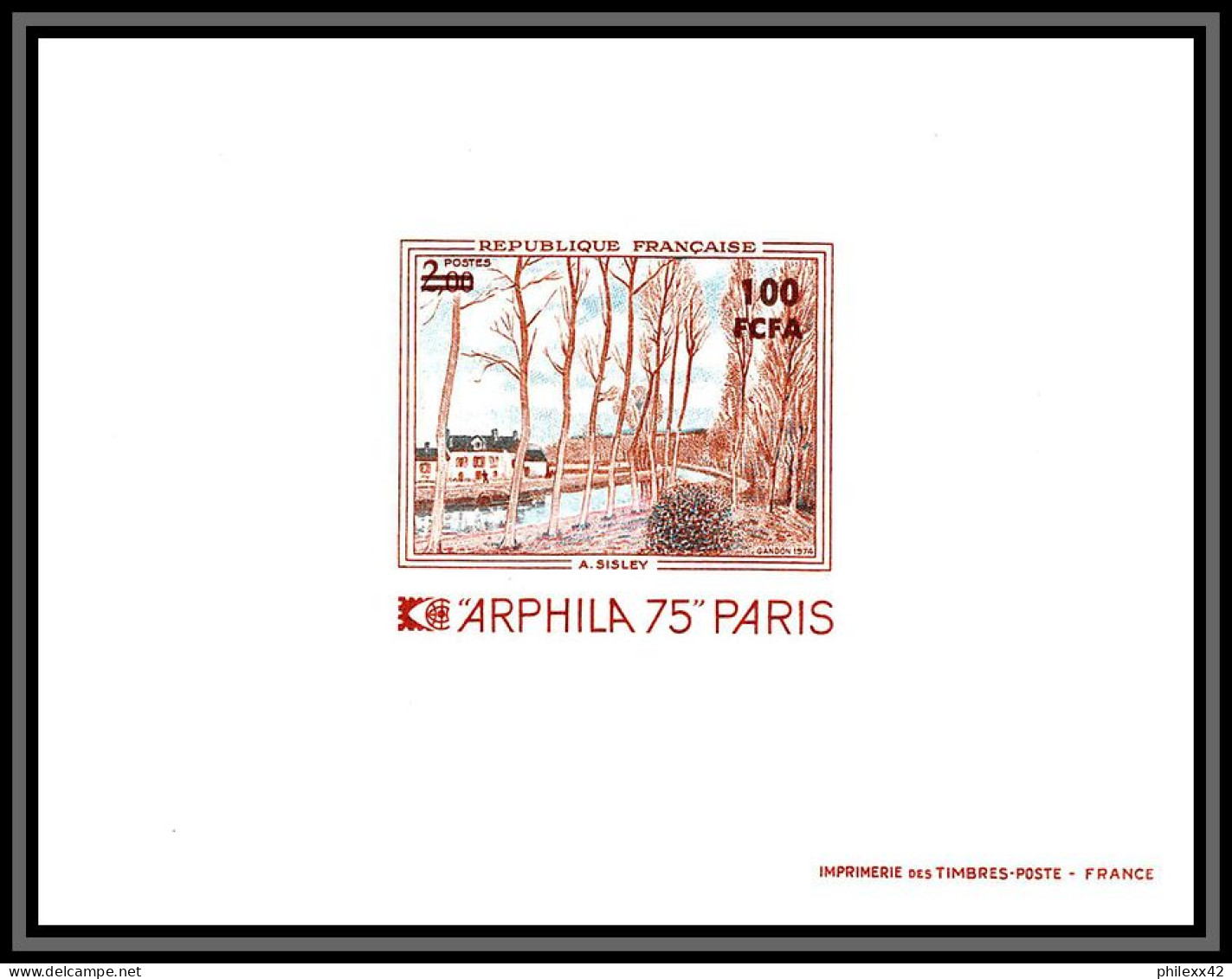 France / Cfa Reunion Promo Discount N°426 Arphila 75 Sisley Tableau Painting 1812 épreuve De Luxe Deluxe Proof 1975 - Impresionismo